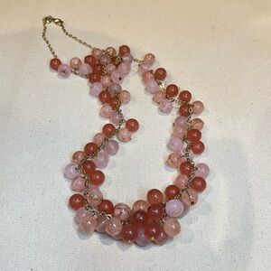 I.Crew Pink Beaded Long Cluster Necklace